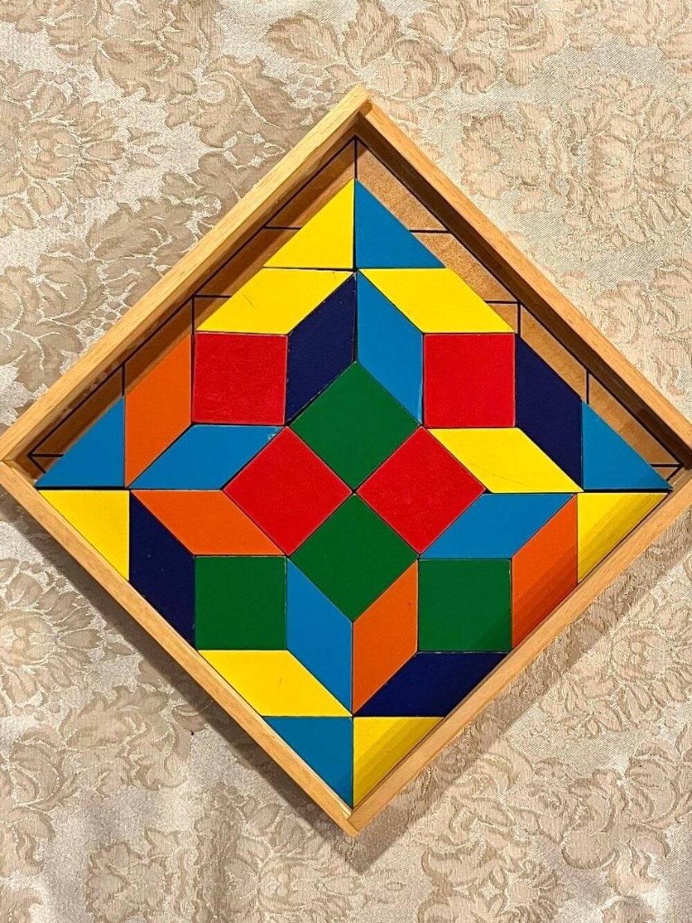 Wooden Parquetry Blocks w/wood case and pattern sheets